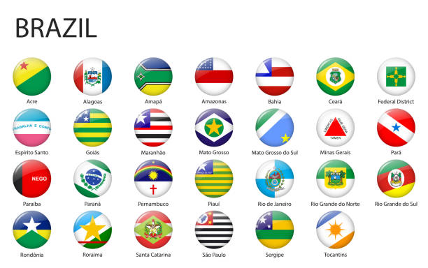 all Flags of states of Brazil. all Flags of states of Brazil. Glossy button flag design rio parana stock illustrations