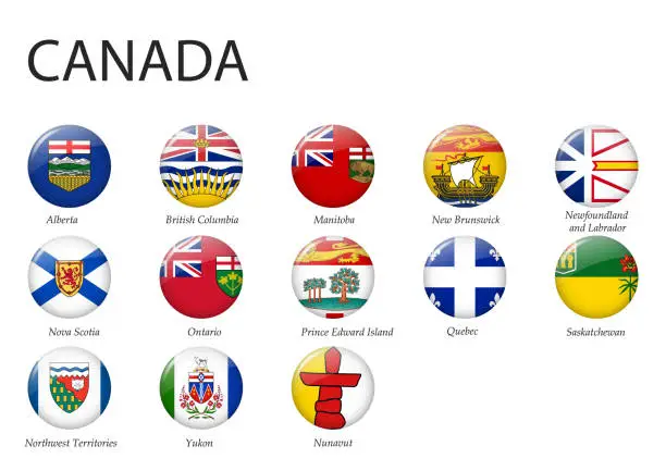 Vector illustration of all Flags of regions of Canada.