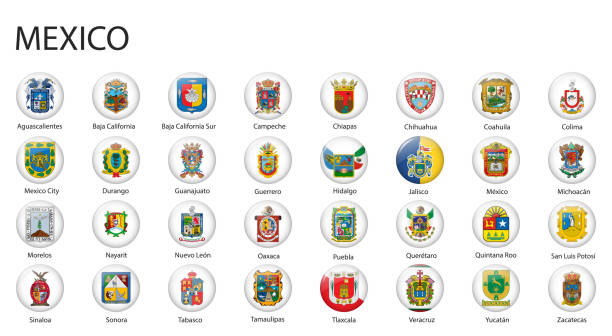 alle flaggen der regionen mexikos - sonora state stock-grafiken, -clipart, -cartoons und -symbole