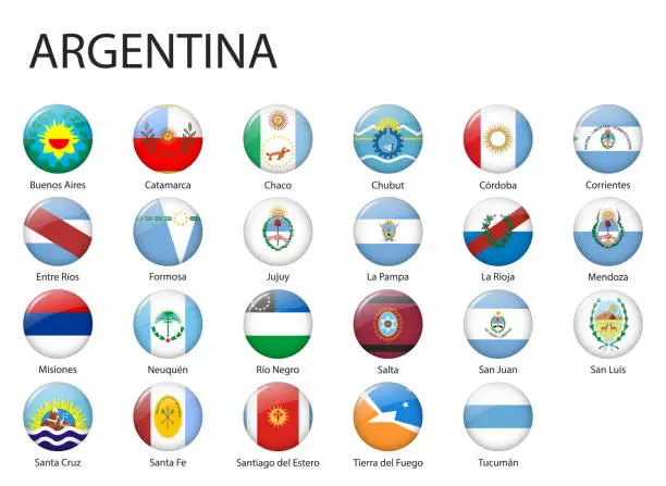 Vector illustration of all Flags of regions of Argentina
