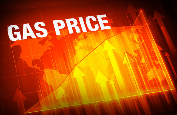 gaspreise stiegen rot und orange wirtschaftskonzept hintergrund. öl- und gaspreise alarmierend gestiegene hintergrundtapete - ölkrise stock-grafiken, -clipart, -cartoons und -symbole
