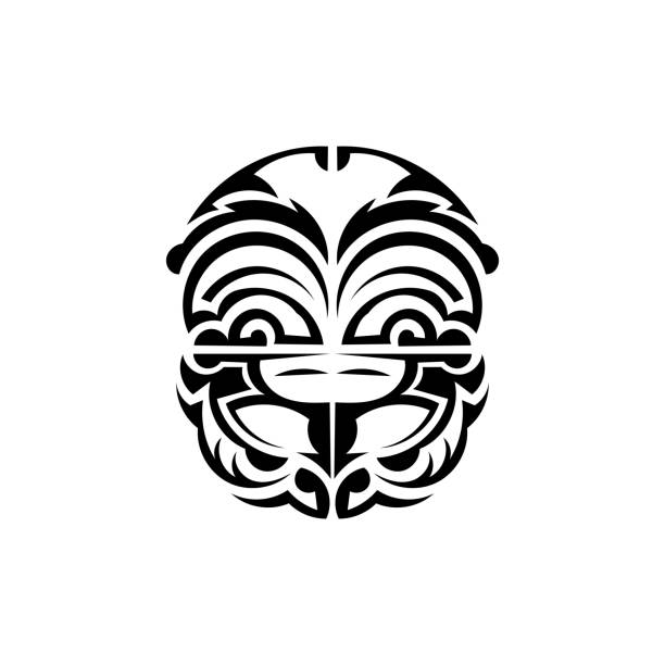 Ornamental faces. Maori tribal patterns. Suitable for prints. Isolated. Vector. Vector illustration in eps10 format for you and your design. polynesian shoulder tattoo designs stock illustrations