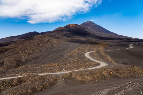 Road to the top of Mount Etna, Sicily Road to the top of Mount Etna, Sicily, Italy mt etna stock pictures, royalty-free photos & images