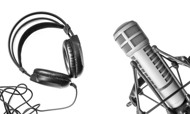 istock Professional microphone and headphones 1387606646