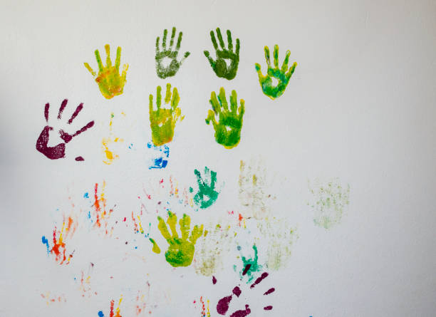 istock Colorful Children Hand Prints 1387607102