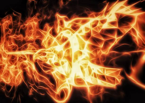 istock Illustration of a phoenix flapping in the night sky 1387607697
