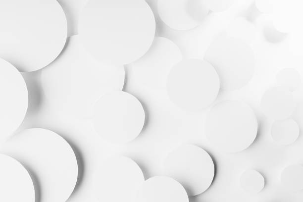 istock Abstract geometric texture of white paper circles different size in shining light with soft shadows as pattern,  top view. Simple delicate clean airy calm mosaic background in minimal style. 1387608145