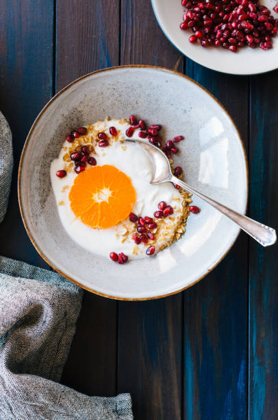 istock Oatmeal with yogurt and pomegranate 1387613330