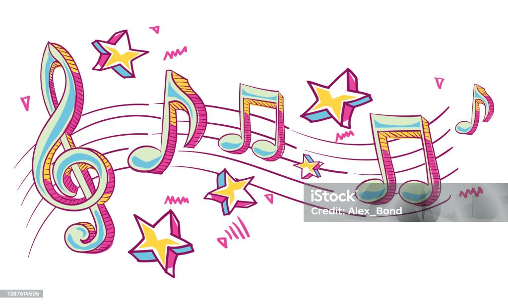 Funcky Note Funky Notes And Clef Musical Design Stock Illustration - Download Image ...