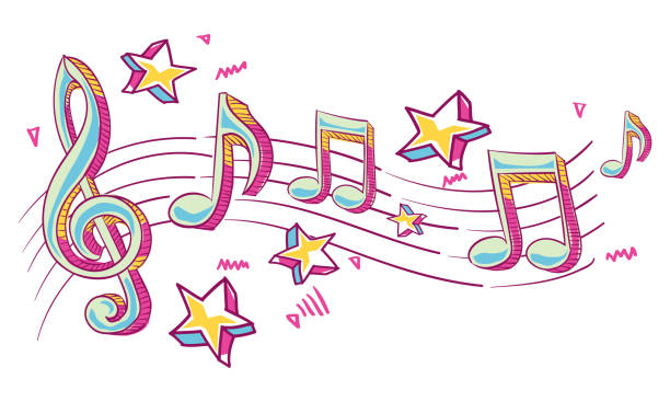 Funky notes and clef musical design decorative vector artwork musical symbol stock illustrations