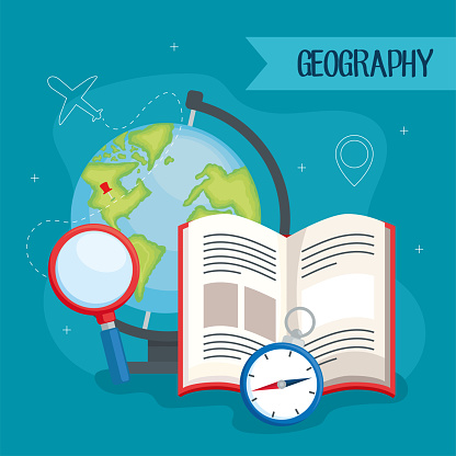 geography school subject supplies icons
