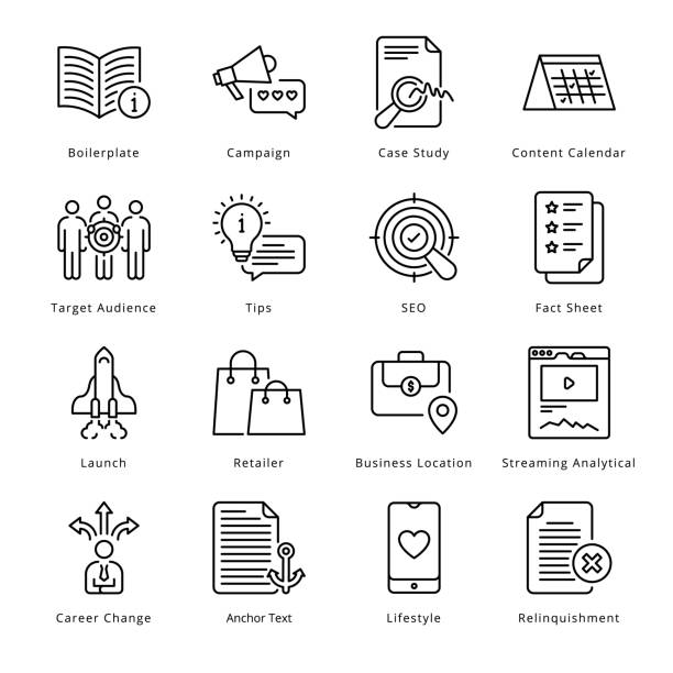Smart Business Outline Icons - Stroked, Vectors Smart Business Outline Icons - Stroked, Vectors case studies stock illustrations