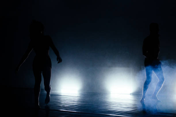istock Young silhouette couple perform dancing moves 1387624434