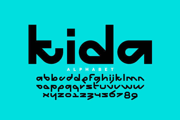 современный стиль шрифта в нижнем регистре - lowercase stock illustrations