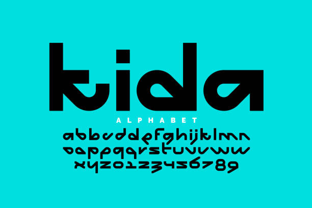 Modern style lowercase font design Modern style lowercase font design, alphabet letters and numbers vector illustration typographies stock illustrations