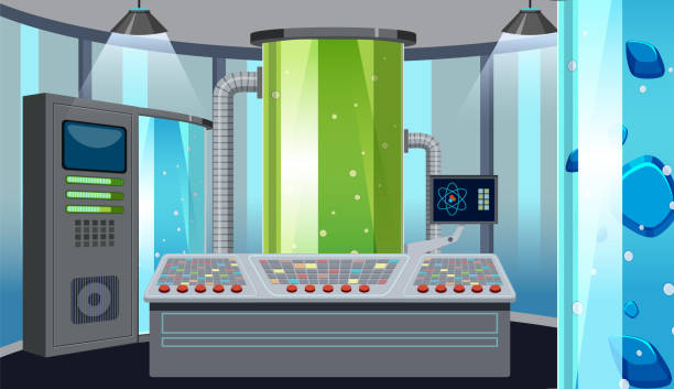 Science laboratory for chemical experiments Science laboratory for chemical experiments illustration fume cupboard stock illustrations