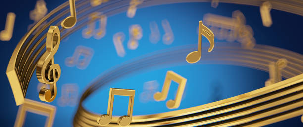 istock Golden Musical Notes Floating in the Air 1387630801