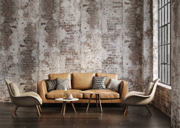 istock Living room interior in loft, industrial style 1387630882