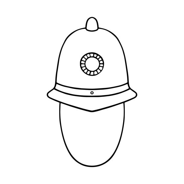 английская полицейская шляпа doodle иконка, векторная иллюстрация - police helmet stock illustrations