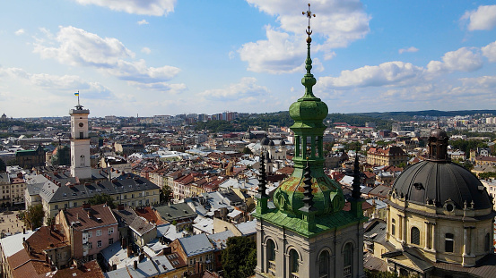 The Ukrainian city is Lviv. Aerial photography