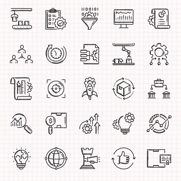 Product Management Hand Drawn Icons Set, Doodle Style Vector Illustration Product Management Hand Drawn Icons Set, Doodle Style Vector Illustration entrepreneur drawings stock illustrations