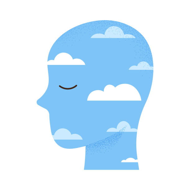 ilustrações de stock, clip art, desenhos animados e ícones de sunny head weather, good emotions, meditation, positive senses concept illustration. - silence