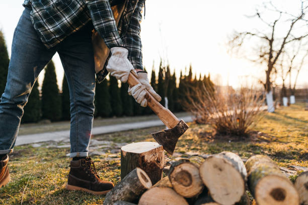 istock The man is ready for a chopping firewood with an axe 1387644956