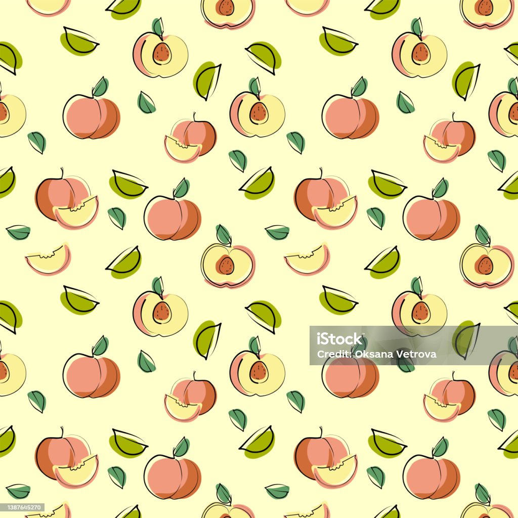 Peach Pattern Vector Peach Pattern Vector Hand Drawn Stock Illustration - Download Image Now ...