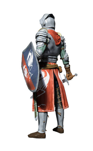 istock Standing Knight in Armor with Sword and Shield 3D Illustration 1387648409