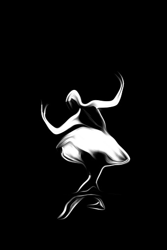 Ballerina dancing. Photographic Effect. Ballerina icon white on black.