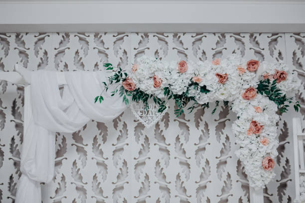 istock Vintage wedding party photo booth zone 1387650811