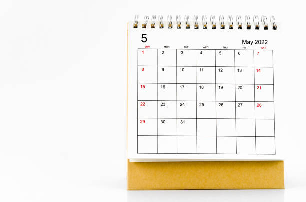 May 2024 calendar. Page of the annual a desk calendar isolated on white background. clipping path