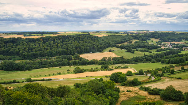 istock Cornfields on which bales of straw remain after harvest. Wheat was harvested. 1387653461