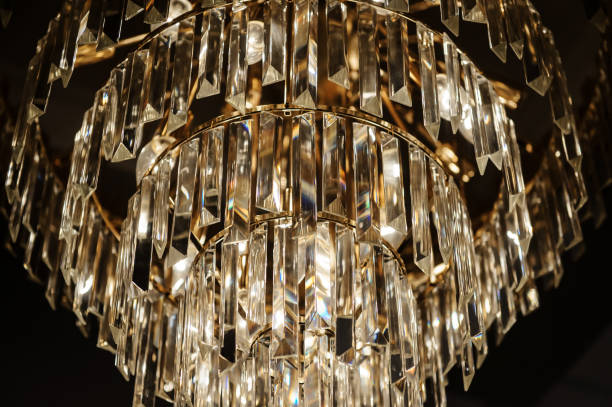 istock Circular chandelier light from crystal 1387653658