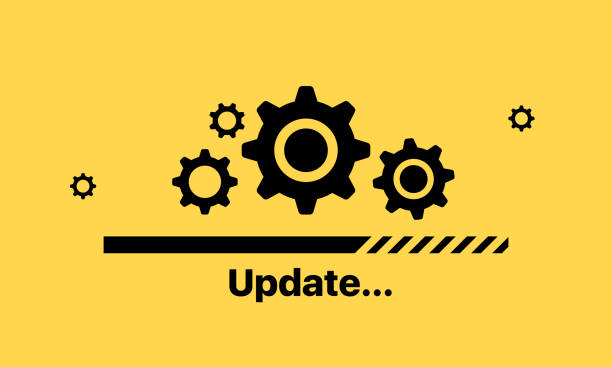 prozessbanner aktualisieren. software-fortschritt. system-upgrade. vektor eps 10. isoliert im hintergrund - softwareaktualisierung stock-grafiken, -clipart, -cartoons und -symbole