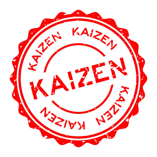 Grunge red kaizen word round rubber seal stamp on white background Grunge red kaizen word round rubber seal stamp on white background medical continuous improvement stock illustrations