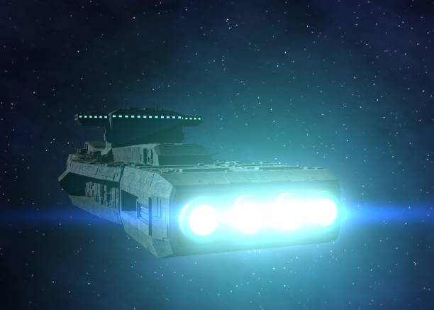 istock Space Battleship 3D Illustration with Star Background 1387664034