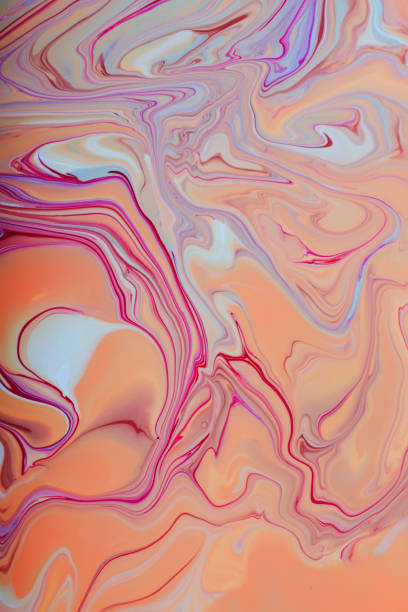 istock Creative pastel marble background with abstract stains.Mixed liquid nail polishes.Modern make up backdrop.Fluid art technique.Copy space.Pour painting art work.Macro photography.Vertical banner. 1387666566