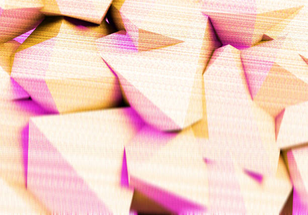 istock Abstract background with 3D shapes and broken tv glitch effect 1387666680