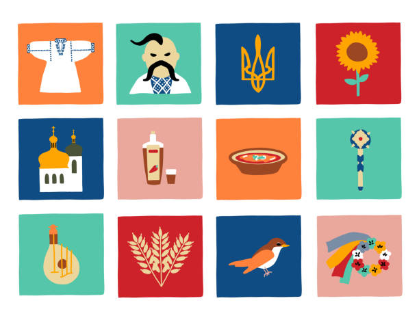 ilustrações, clipart, desenhos animados e ícones de ícones culturais da ucrânia - travel traditional culture business travel people traveling