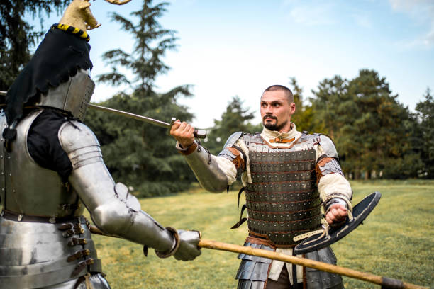 istock Skillful knights on battlefield 1387670475