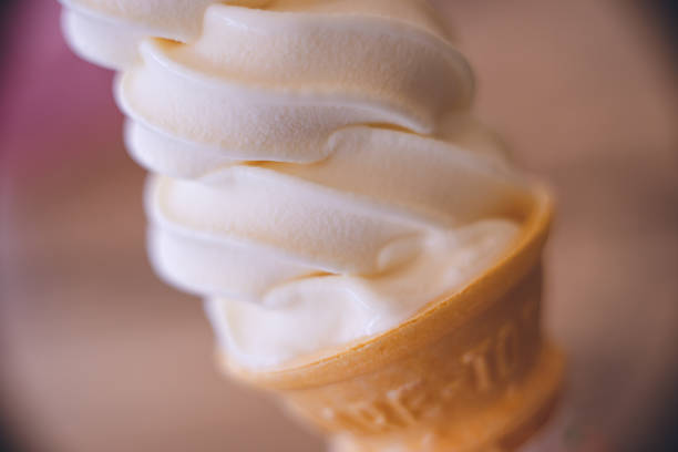 Natural Nigari Salt Soft Ice Cream Fukuejima, Goto City, Nagasaki Prefecture stock photo