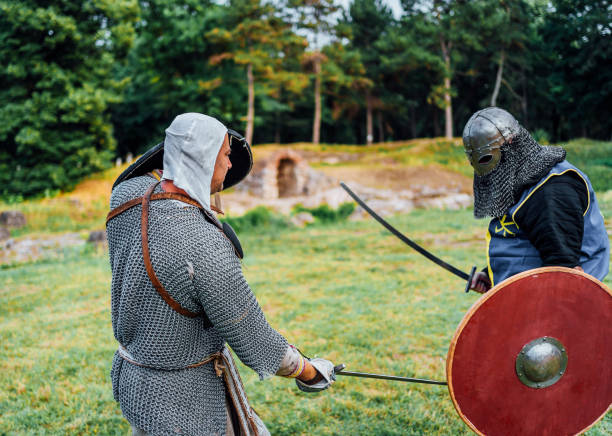 istock Two knight fighting on the battlefield 1387670551