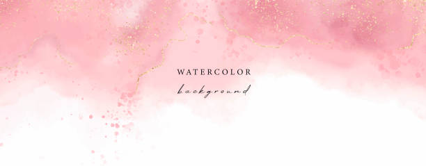 Vector horizontal universal background Vector watercolor horizontal universal background with glitter and copy space for text watercolor background stock illustrations