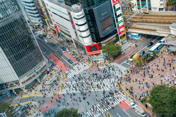 istock Shibuya crossing overhead view 1387674830