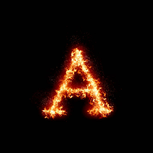 istock Letter A burning in fire, digital art isolated on black background, a letter from alphabet set 1387675627