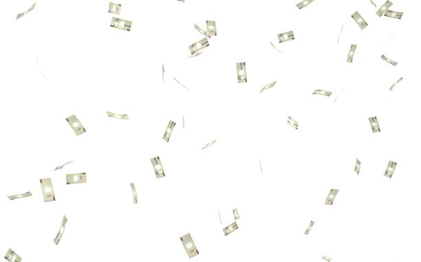 istock 3DCG of 10,000 yen bill and money dancing (white background) 1387678299