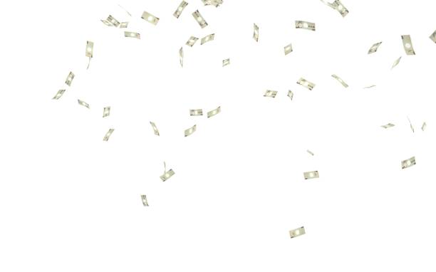 istock 3DCG of 10,000 yen bill and money dancing (white background) 1387678807