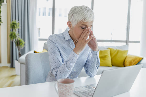 istock Working from home for mature people can be stressful and exhausting 1387678811