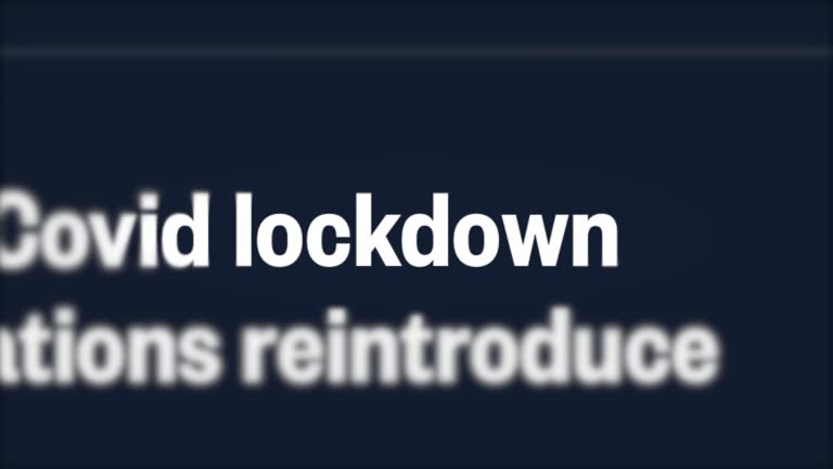 Lockdown animated headline of news outlets around world, covid-19, coronavirus